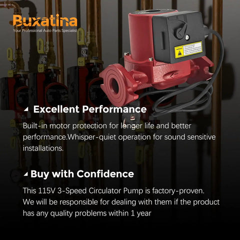 Heavy Duty 115V Three Speed Circulator Pump Replacement For Commercial Heating Featuring 17 GPM Flow, showing side with wiring.