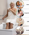 Elderly woman using Two Pack 12 Inch Shower Grab Bars With Anti Slip Rubber Grip SUS304 Stainless Steel Chrome Finish Wall Mounted Safety Handrails For Bathroom Handicap Support And Elderly Assist Easy Install With Screws And Anchors in bathtub