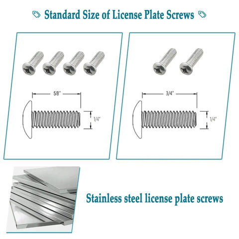Diagram of stainless steel license plate screws for Trailer License Plate Bracket Holder For ATV RV Boat Jet Ski PWC Snowmobile Aluminum Mounting Kit With Black Cover And Screw Caps For Built To Last Utility Trailer Frames