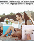 Four Pack Plastic Cooler Hinges For Igloo 50 To 165 Quart Coolers With Sixteen Screws Replacement Parts for Outdoor Ice Chests on Beach