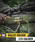 Two Round Rifle Bullet Holder For 338 Caliber With Hook And Loop Strap Buttstock Shell Carrier on rifle