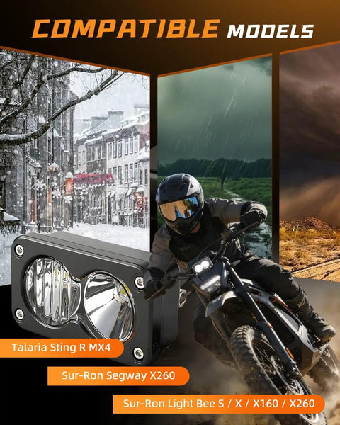 3 Inch White 6000 6500K Headlight Kit With Spot Flood Beam for dirt bikes and Sur Ron Segway X260 outdoor conditions