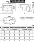 Technical drawing of Tailstock MT3 Pro Grade 50mm Travel For CNC Machining Mold And Medical Part Production with dimensions.