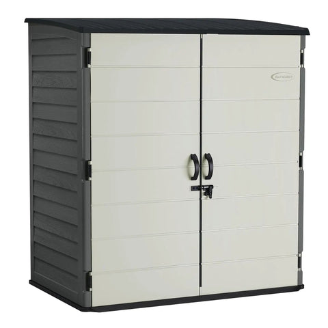 Massive 106 Cu Ft Vertical Outdoor Storage Shed With Floor And Lockable Double Doors For Your Backyard Gear Tools Pool Stuff Patio Cushions Trash Cans And Lawn Mowers