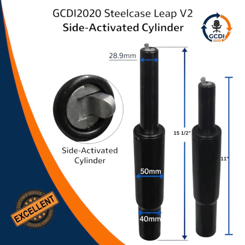Replacement Gas Lift Cylinder For Leap V2 Chair, Heavy Duty Side Activated Hydraulic Shock To Stop Sinking, 5 Inch Stroke, Fits Steelcase Leap V2 Post 2009 Office Chair