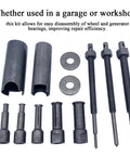 Badass 12 Piece Heavy Duty Bearing Puller Kit For Those Tight Spots Where You Gotta Rip Out Internal Bearings No Hammer Needed Without Breaking Cases Or Damaging Engine Housings While Keeping Everything Running Smooth And Stress Free. 12-piece steel bearing puller set with rods and adapters
