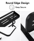 Close-up details of Over the Door Towel Rack for Bathroom Three Tier Behind Door with Hook Matte Black No Fuss Organizer.