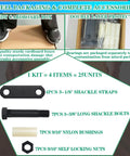 Heavy Duty Trailer Shackle Kit For Double Eye Leaf Spring, Four Three And One Eighth Inch Shackle Straps, Seven Nylon Bushings