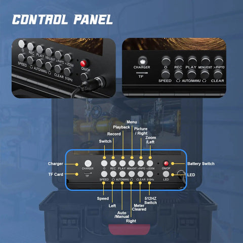Control panel of Tough As Nails 17Mm Pipeline Inspection Camera with buttons for operation and settings.