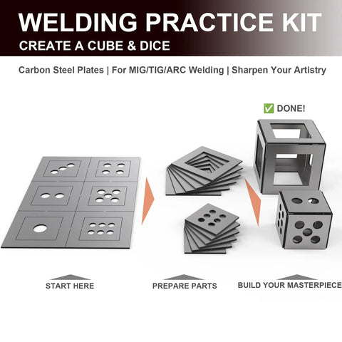 12-Piece Welding Practice Coupons In 17 Gauge Cold-Rolled Steel, Laser-Cut Plates For Ultra-Smooth Edges, Premium Training Kit.