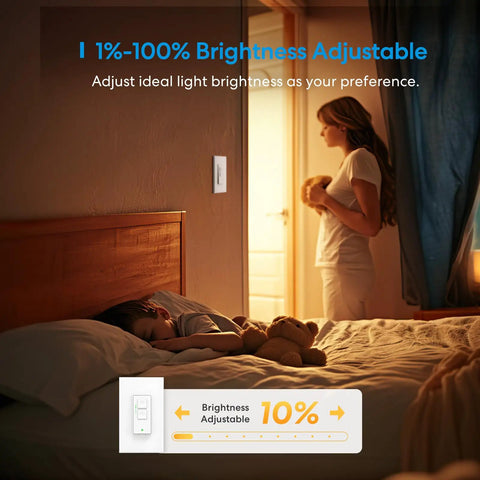 Smart Dimmer Switch Single Pole 2 Pack With HomeKit Alexa Google Assistant And SmartThings 2.4GHz WiFi for dimmable LED lights
