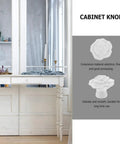 White Ceramic Rose Flower Cabinet Pull Handles with Screws, 8 Pack for cabinets, alongside a stylish white console table.
