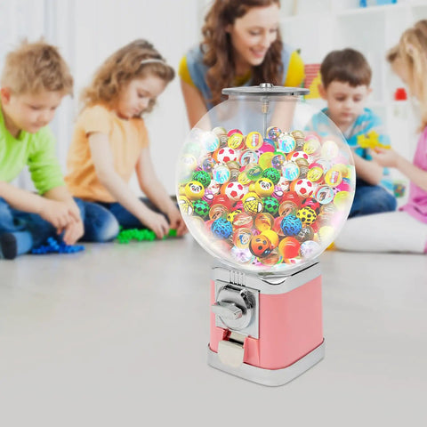 Dead On Pink Twister Ball Dispenser With Slick Coin Slide Interface For Commercial Vends And Arcade Cabinets with colorful orbs.