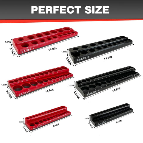 Must-Have 6-Piece Magnetic Socket Organizer Set For SAE And Metric Sockets Holds 141 Shallow And Deep Sockets
