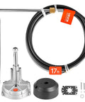 Boat Steering System Kit With 17 Ft Outboard Steering Cable And Aluminum Alloy Helm, showing components and mounting hardware.