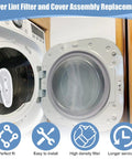 Lint Filter Screen Replacement W10828351 For Dryer Models 8531964 And 8531967, premium plastic and steel mesh, dryer door view
