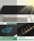 Outdoor Bench Cushion For All Weather Use, Waterproof, Fade Resistant, Non Slip Pad With Removable Cover in black, 48x18x3 inches.