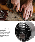 Leather Hole Punch Die Set 7 Piece Round Cutter Kit For Handmade DIY Leather Craft on wooden table with tools and leather