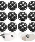 No Sweat Peel And Stick Roller Caster Pack With Hella Smooth 360 Swivel Wheels, 12 black adhesive caster wheels for storage.