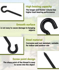 Beefy 3/8 X 4.5 Inch Steel Screw Hooks 10 Pack Tough Self Tapping Eye Bolts for Hanging with high capacity and smooth surface