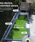 Lawn with App Controlled Smart Lawn Sprinkler System With Solar Power, covers 5,000 sq ft, precise zones for trees, hedges, lawns.