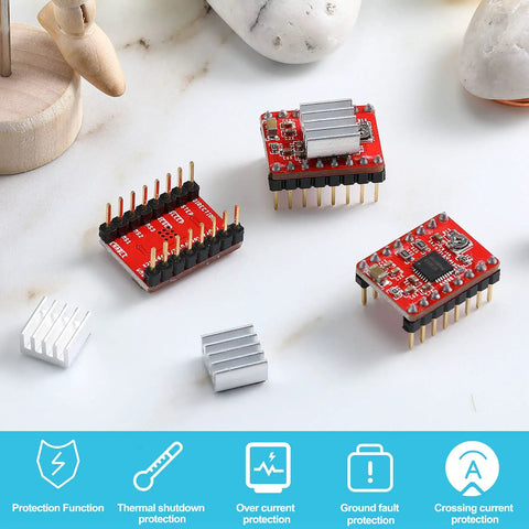 Dope 10 Pack Stepper Motor Driver Modules With Heat Sinks For A4988 Stepstick Controllers on display