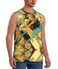 Men Breathable Mesh Sleeveless Tank Top Featuring Raw Cut Edges And Dropped Shoulders Quick Dry Gym Vest in vibrant design.