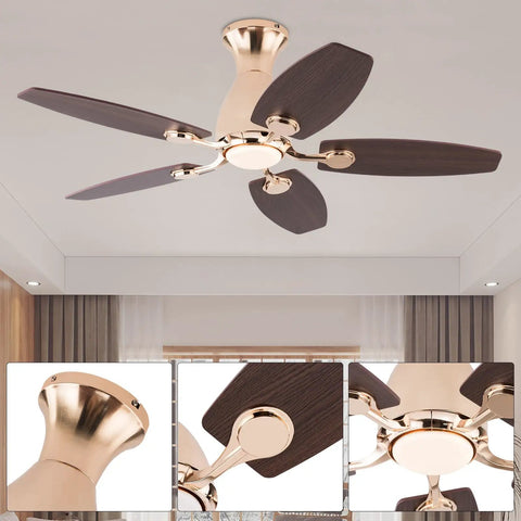 ALSKXaxna Ceiling Fan with Lights and Timer 5 Blades Modern Chandelier 45W showing sleek design and wooden blades.