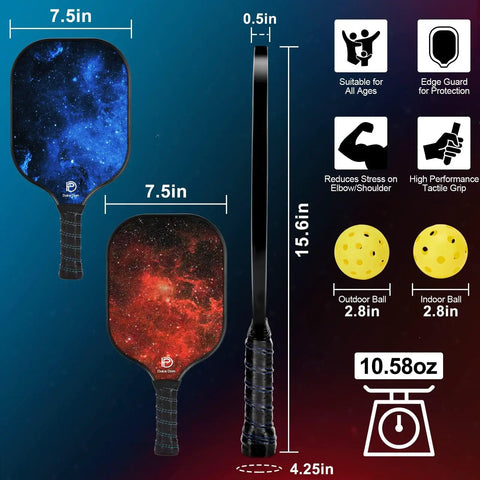 Dimensions of Lightweight USAPA Approved Pickleball Paddles Set With Four Paddles Two Indoor And Two Outdoor High Performance Balls