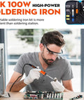 Man using Pro Grade 100W Digital Soldering Iron Kit With Rapid Heat Up To 480 C for electronics repair