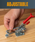 Four Pack Heavy Duty Toggle Clamps, 700 Lb Capacity, Self-Lock U-Bolt With Anti-Slip Grip, Ideal For Woodworking Jigs, Fixtures, Cabinets, Tool Boxes, Smokers, And Tire Carriers. Adjustable U-bolt clamp on wood