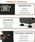 Automatic 58mm Electric Coffee Tamper Featuring Adjustable Pressure Control And Programmable Tamping Cycles showing adjustable stand and anti-slip feet.