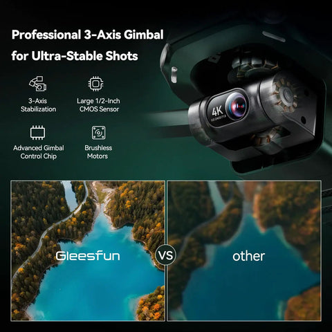 Close-up of 4K Drone With 8K Photos 3 Axis Gimbal Ultra Stable GPS Beeper Cruise Control 20000ft Transmission Under 249g No FAA