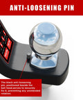 Close-up of Trailer Hitch Ball Mount Kit With Four Inch Drop For Two Inch Receivers Includes Two Inch Ball And Five Eighth Inch Pin Clip Rated 7500 Lbs GTW And 750 Lbs TW With Anti Loosening Pin For Safer Towing, showing anti-loosening pin.