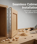 4 Pack Piano Hinges 15.7 x 2 Inches Stainless Steel Continuous Hinge installed on wooden cabinet, heavy duty, easy install