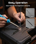 Beefy 150W Plastic Welder Kit 2 In 1 Hot Stapler and Soldering Iron repairing a car bumper, showing before and after results.