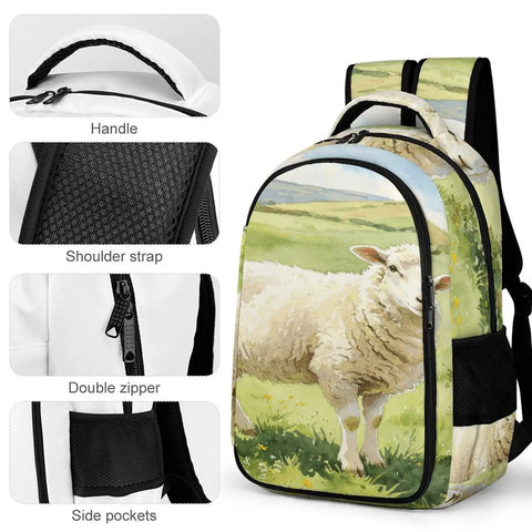 Watercolor Meadow Sheep Printed Backpack For Everyday Use Unisex Large Capacity Daypack Durable Polyester Breathable And Easy To Clean