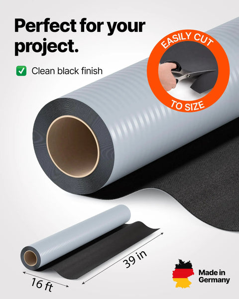 Heavy Duty Epdm Waterproofing Membrane 52 Mil Self Adhesive Roof Deck Sheet, 16 ft x 39 in, clean black finish, easy to cut to size.