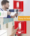 Two Pack 6x6 Acrylic Fire Extinguisher Sign With Down Arrow, UV Protected and Fade Resistant, Indoor Outdoor Use