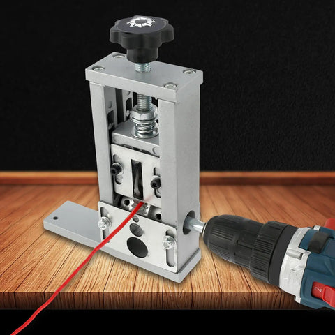 Manual Wire Stripper Machine For Scrap Cables, Aluminum Alloy Hand Crank Wire Peeler, drill drive shown on table
