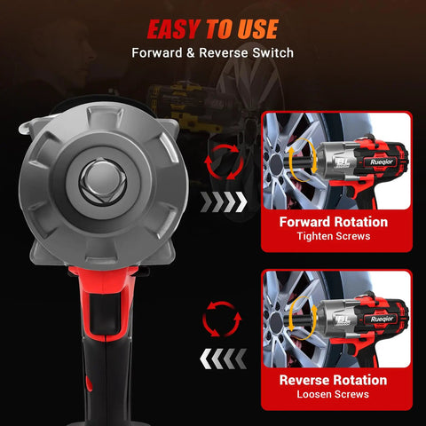 Rueqior 1/2 Inch Cordless Impact Wrench With 1450 Ft Lbs Torque Brushless Motor High Power Electric Tool Compatible Milwaukee 18V Batteries For Cars And Trucks Bare Tool No Battery Included Best Quality
