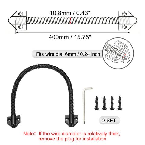 Built Tough Heavy Duty Armored Loop Power Transfer Cable Protector 16 Inch Long Fits 6mm Diameter Black 2 Pack Metal Flexible Gooseneck Exposed Mounting Sleeve with End Caps for Access System, black 400mm cable protector with screws