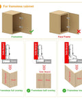 Diagram showing installation of 50 Pack Frameless Inset Soft Close Concealed European Hinges For Cabinet Doors Sleek Satin Nickel Finish With 105 Degree Opening.
