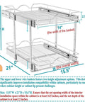 Smooth Glide Double Tier Pull Out Cabinet Organizer With Chrome Finish For Kitchen Base Cabinet Storage Slide Out Shelving Rack Hella Spacious Pantry Drawer Setup detailed size chart.