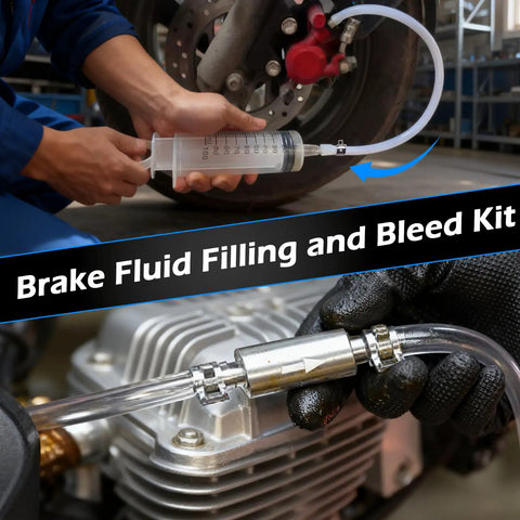 One Way Brake Bleeder Kit With 100ml Syringe And 50cm Hose for cars and motorcycles, DIY use in hydraulic fluid exchange