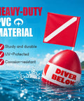 Self Righting Inflatable Surface Marker Buoy With Dive Down Flag And 8ft Rope For Freediving And Scuba Training on water