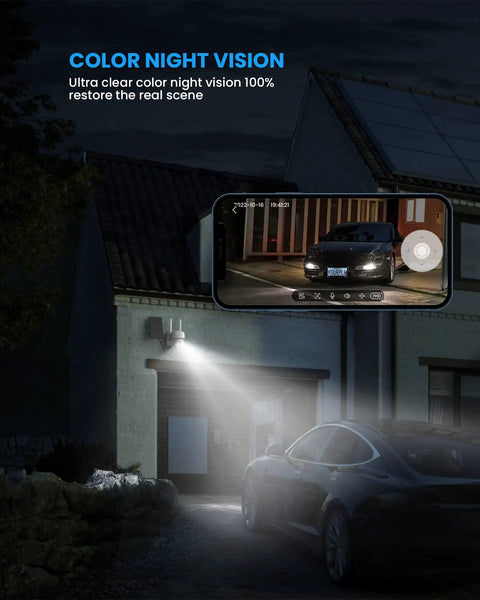 Wireless Outdoor Solar Security Camera System With 2K Color Night Vision Battery Powered PIR Motion Detection Two Way Talk IP65 Weatherproof Siren Alarm No Fuss Setup Easy Install Long Standby