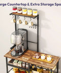 Espresso Coffee Bar Cabinet Organizer With Eight Hooks, Shelves And Door, featuring espresso machine and storage