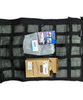 Upgrade Car Ceiling Cargo Net Pocket 31.5x21.6 Double Layer Roof Storage Organizer displayed with packaging and accessories.