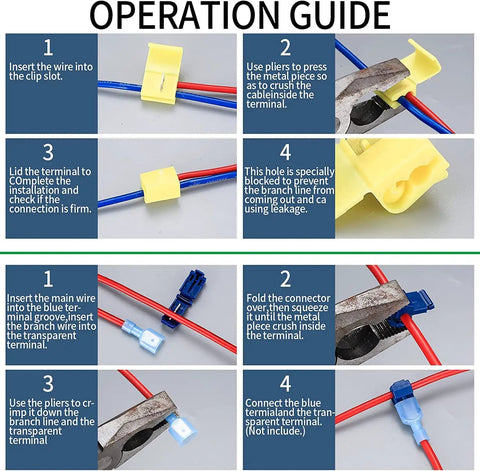Operation guide using 80 Pack Quick Splice Wire Connectors Solderless Snap Electrical Wire Terminals Insulated Crimp Connectors